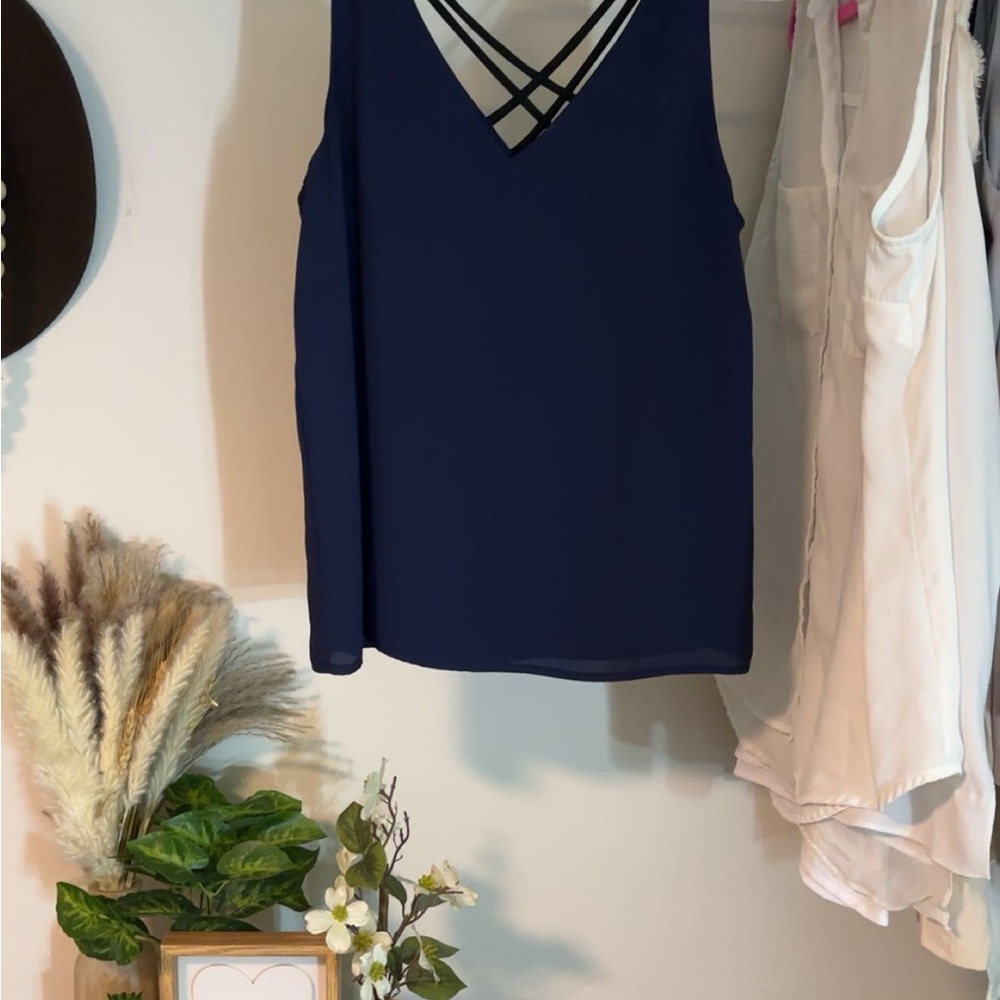 Express Blue Backless Sleeveless Tank Top